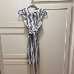 J.Crew Striped Sleeveless Linen Dress with Belt